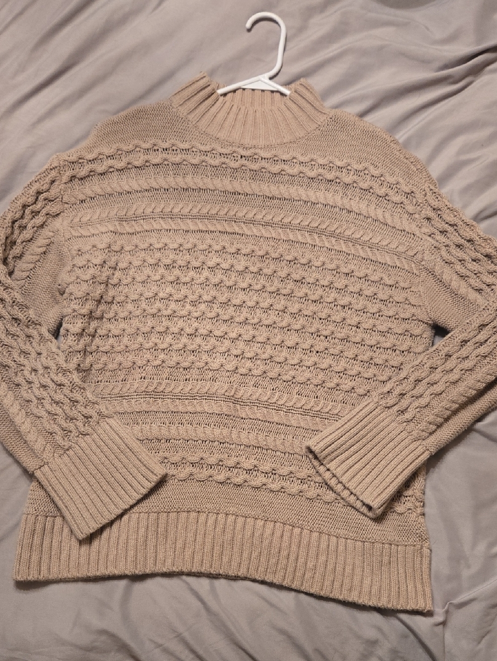 100% Organic Cotton Cable Knit Turtleneck Sweater